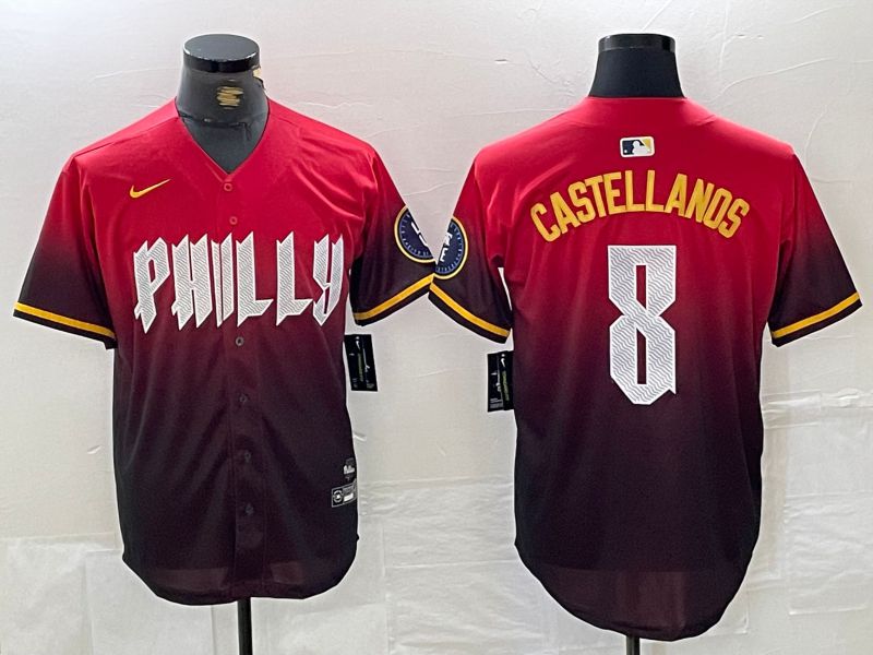 Men Philadelphia Phillies #8 Castellanos Red City Edition Nike 2024 MLB Jersey style 1->philadelphia phillies->MLB Jersey